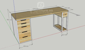 bàn làm việc 1200x600x750