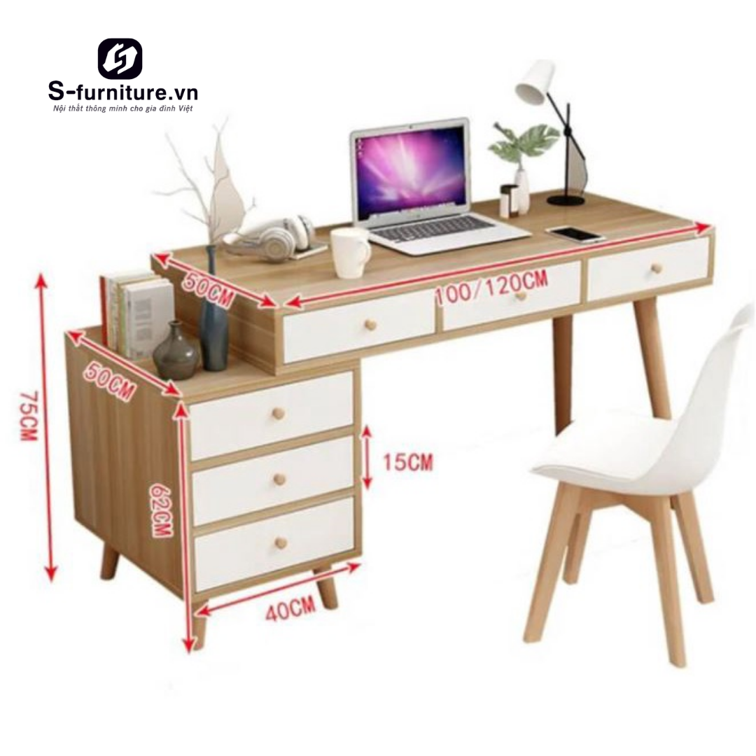 kích thước Bàn làm việc rộng 50cm có ngăn kéo